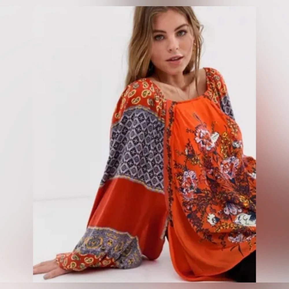 Free People Positano Printed Blouse